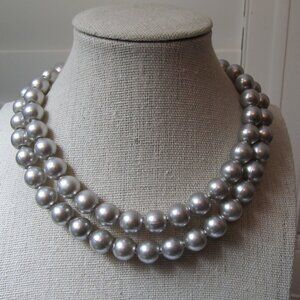 Vintage 50's Plastic Pop Bead  Gray Necklace 30"